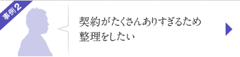 事例2 契約がたくさんありすぎるため整理をしたい